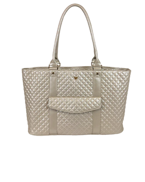 Travel Tote - Getaway Tote Bag - White Gold Quilted