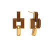 Earrings - Pathway Post Small Link Earrings in Gold/Teak