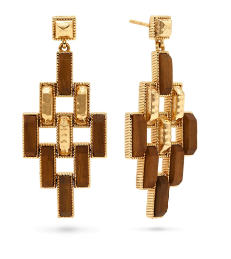 Earrings - Pathway Post Drop Earrings in Gold/Teak