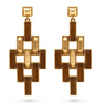 Earrings - Pathway Post Drop Earrings in Gold/Teak