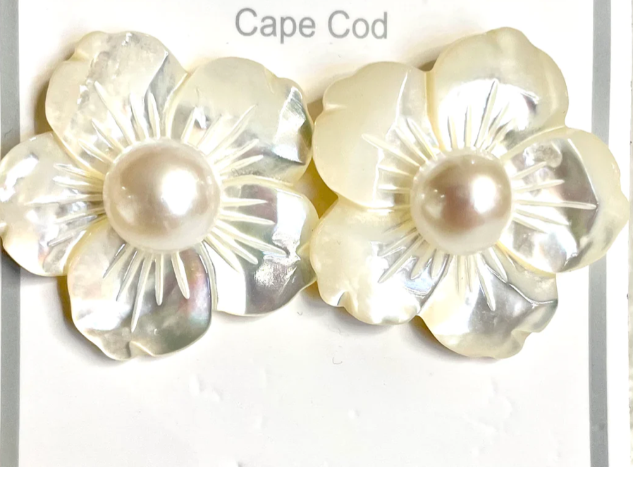 Earrings - Etched Flower Stud