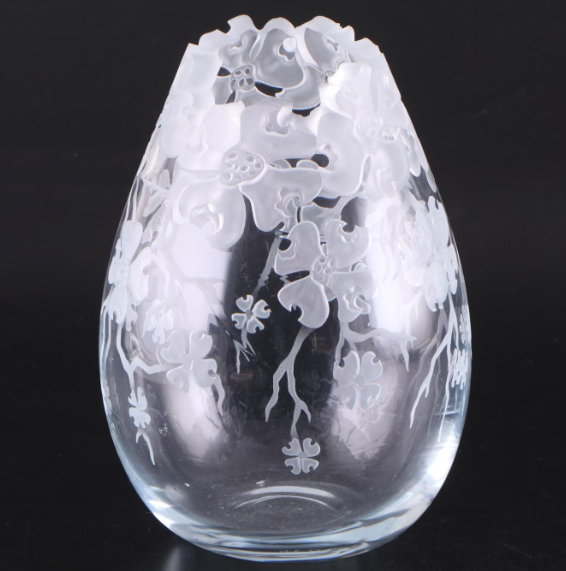 Estate Collection - Vase -Vintage Handblown Glass Dogwood Vase