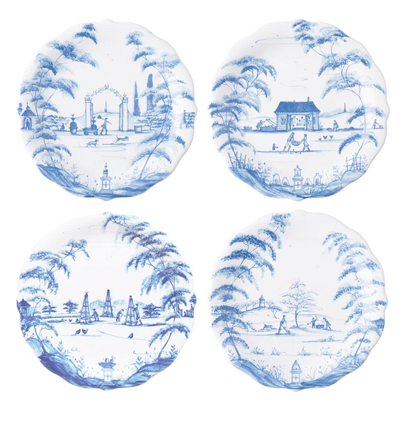 Country Estate Deft Blue Ceramic Party Plates Set of 4
