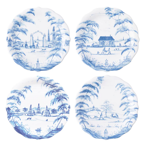 Juliska - Country Estate Deft Blue Ceramic Party Plates Set of 4