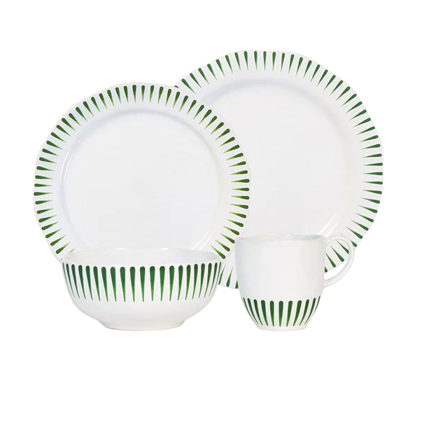 Sitio Stripe 4pc Place Setting - Basil