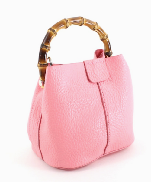 Purse - Bamboo Handle Crossbody Bag with Cosmetic Pouch