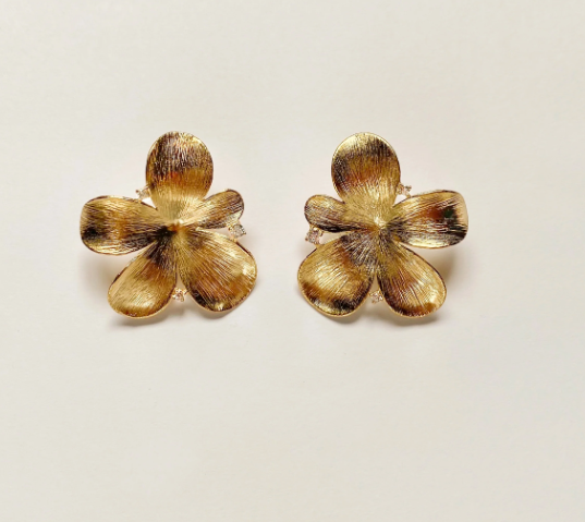 Earrings - Large Glitzy Flower Studs