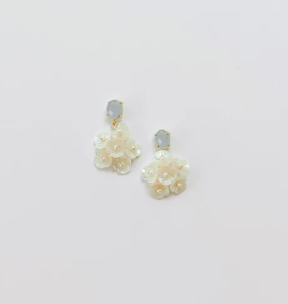 Earrings - Oval Blue + Pearl Bouquet