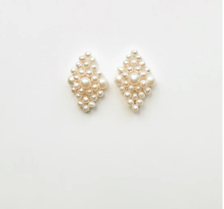 Earrings - Pearl Rhombus Studs