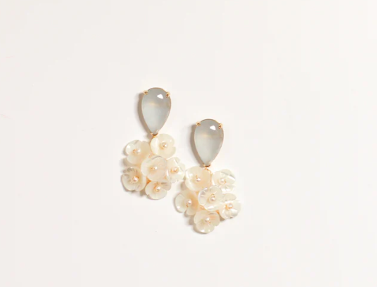 Earrings - Ice Blue + Pearl Bouquet
