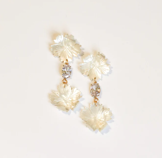 Earrings - Glitzy Double Flowers