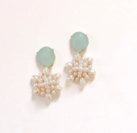 Earrings - Mist + Pearl Cluster