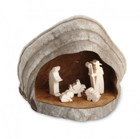 Nativity - Mushroom Wood Crib 6"x7"