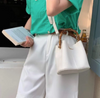 Purse - Bamboo Handle Crossbody Bag with Cosmetic Pouch