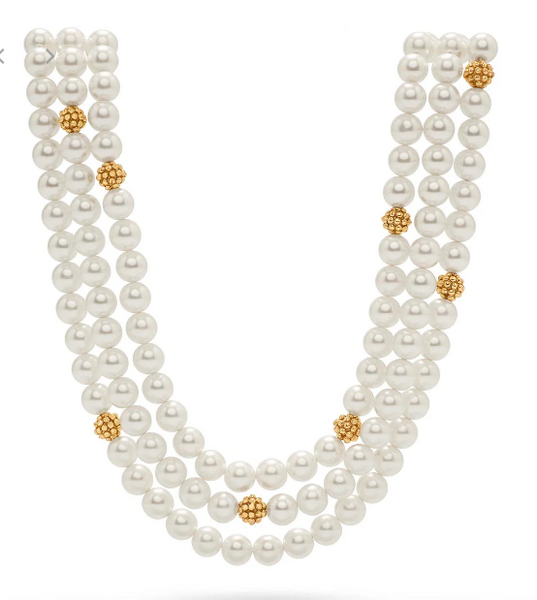 Necklace - Berry & Bead Triple Strand Pearl Necklace