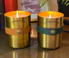 Candle - Signature Brass Patina Metal Tumbler w/Tan Faux Leather Wrap