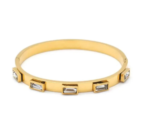 Bracelet - Gem Studded Gold Bangle