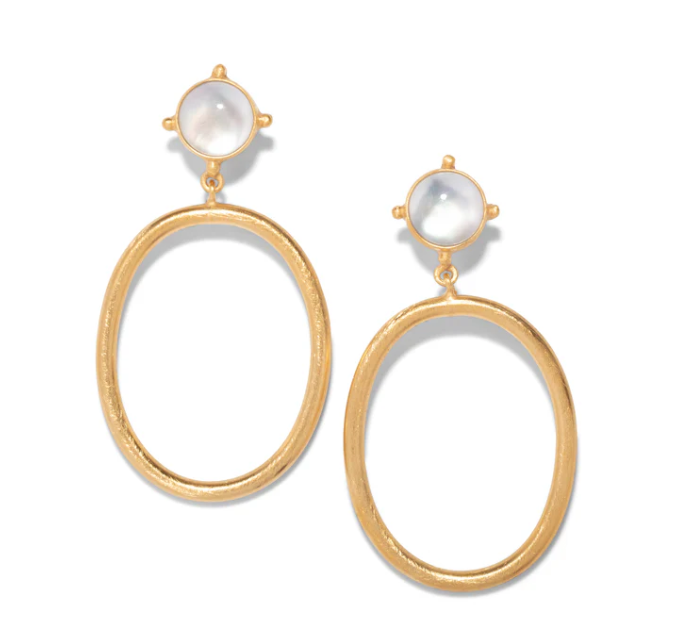 Dina Mackney - Gemstone Hoop W/Mother of Pearl Doublet Earrings