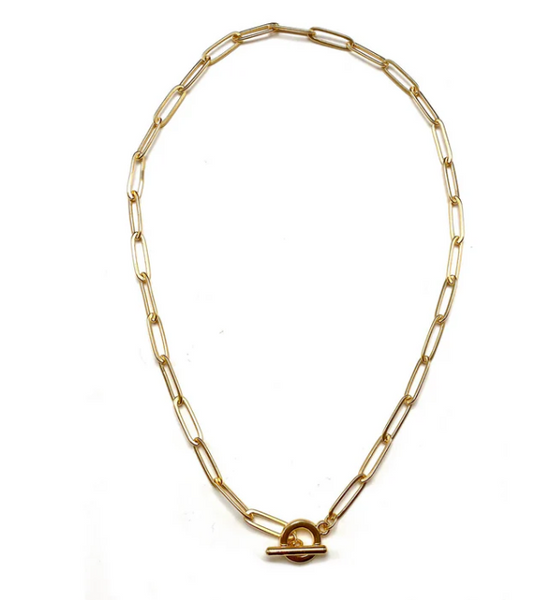 Dina Mackney - Necklace Matte Gold Paperclip Toggle Chain