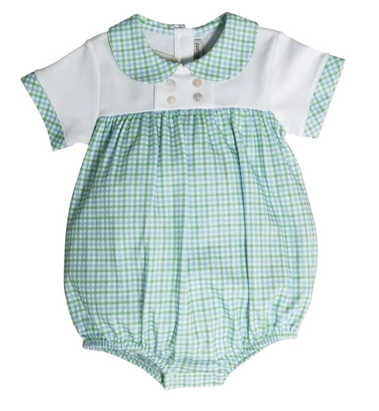 Green & Blue Check Romper