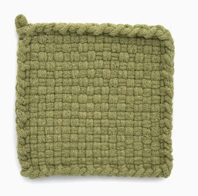 Handmade Handwoven Potholders Earth Collection in Leaf