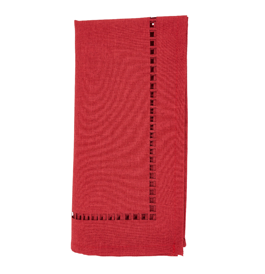 Napkins - Red Laser-Cut Hemstitch Napkin