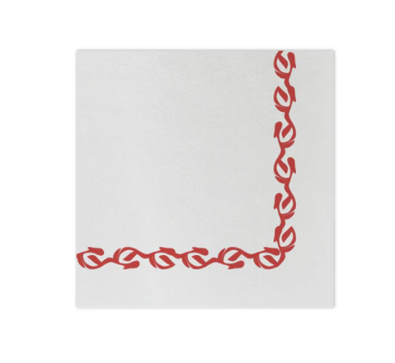 Vietri - Beverage Napkins- Papersoft Napkins with Florentine Red Trim