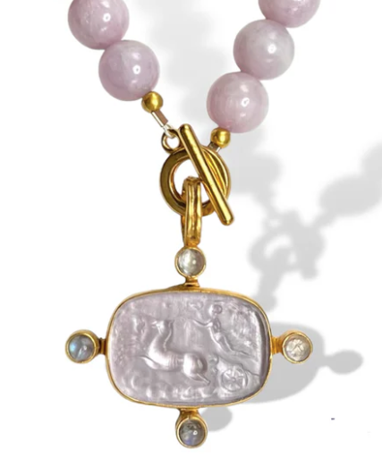 Dina Mackney - Celestial Chariot Intaglio on Kunzite Necklace