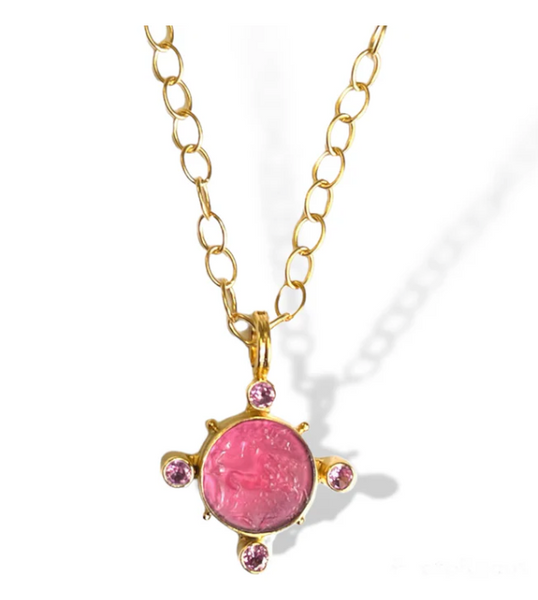 Dina Mackney - Nike Intaglio Necklace - Pink Sapphire