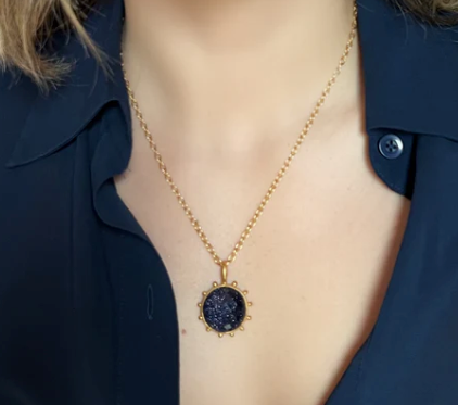 Dina Mackney -  Midnight Sunstone Pinwheel Necklace