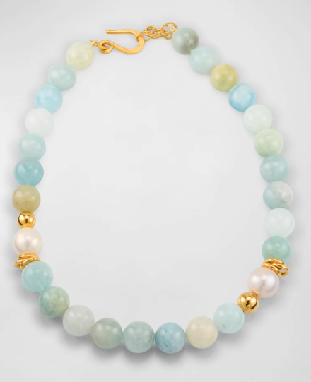 Dina Mackney - Aquamarine Pearl Necklace