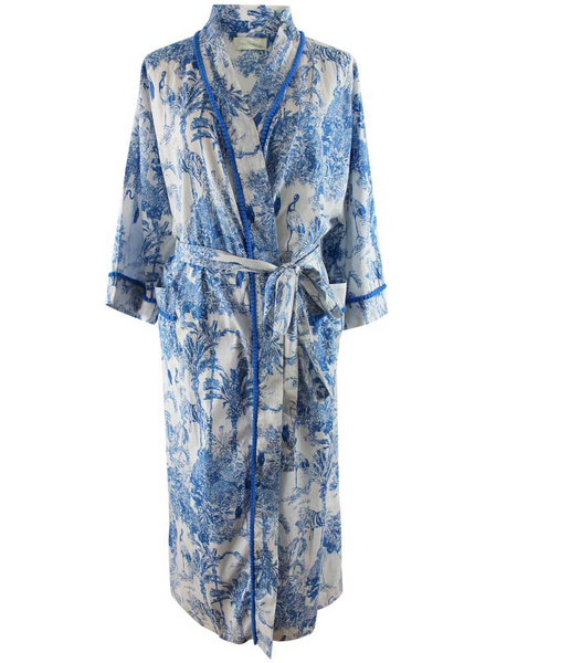 Robe - Blue & White Safari Toile De Jouy Print