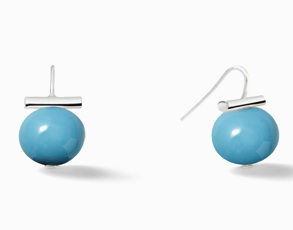 Earrings - "The Fairhope" in Turquoise/Sterling Silver-Medium