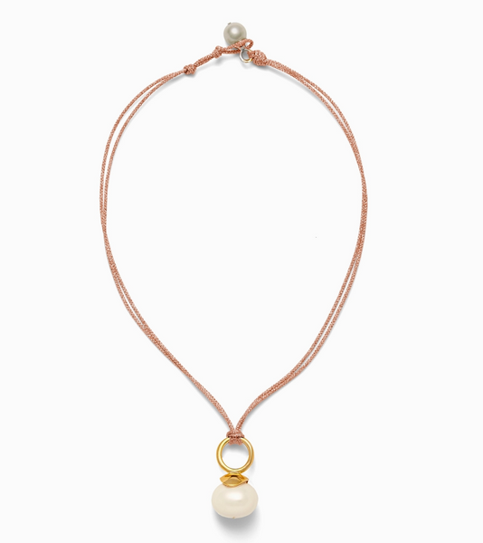 Necklace - Pebble Pearl Cord Pendant