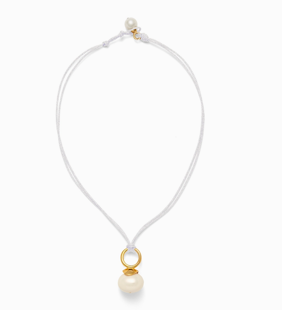 Necklace - Pebble Pearl Cord Pendant