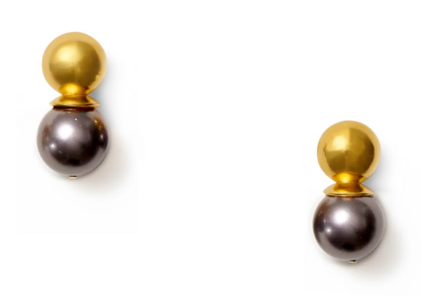 Earrings - Gold Lady Dark Grey