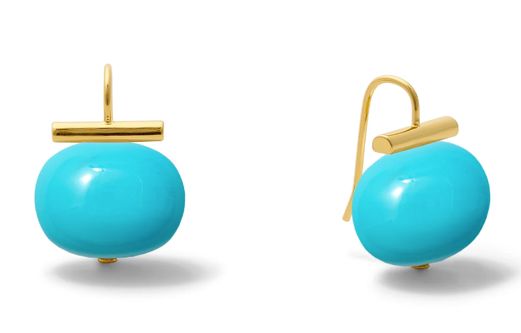 Earrings - "The Fairhope" in Turquoise/Gold - Large