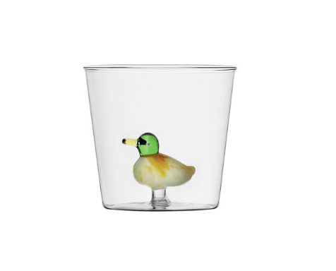 Water or Stemless WIne With Duck