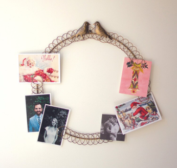 Metal Christmas Card Wreath with Two Birds