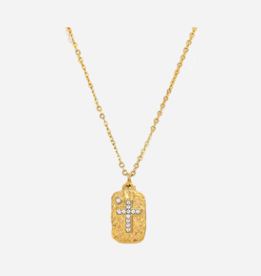Necklace - Hammered Cross Necklace