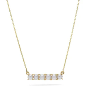 Necklace - Gold Pearl Bar Necklace