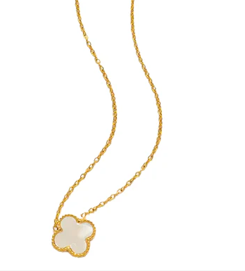 Necklace - Reversable Quatrefoil In Gold