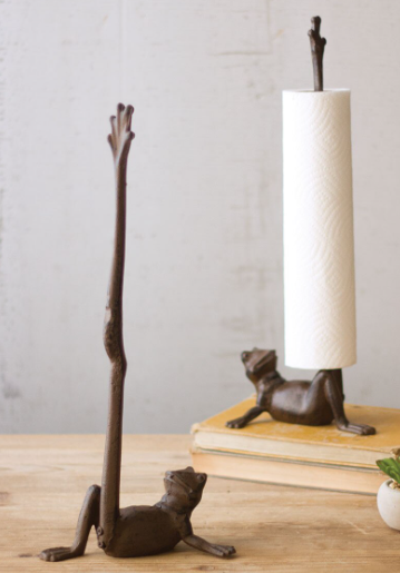 Cast Iron Frog Paper Towel Holder