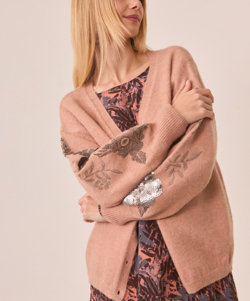 Cardigan - Sequin Flowers Cardigan