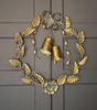 Wreath - Antique Brass Christmas Wreath w/Leaves & Bells