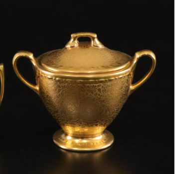 Estate Collection - Vintage Porcelain Gold Sugar Bowl