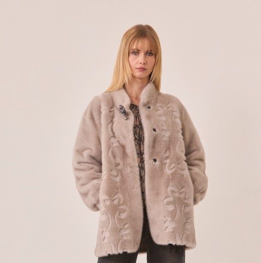Coat - Zinnia Fur Coat w/Brooch