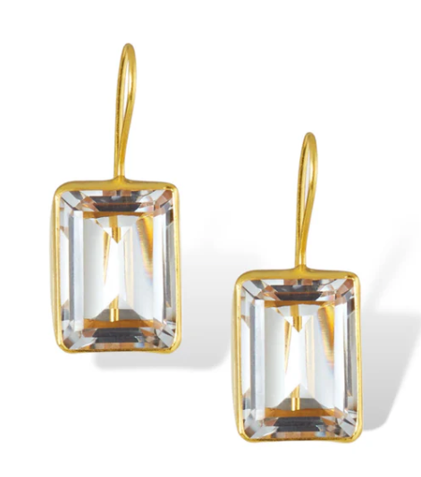 Dina Mackney - Emerald Cut Natural Quartz Earrings