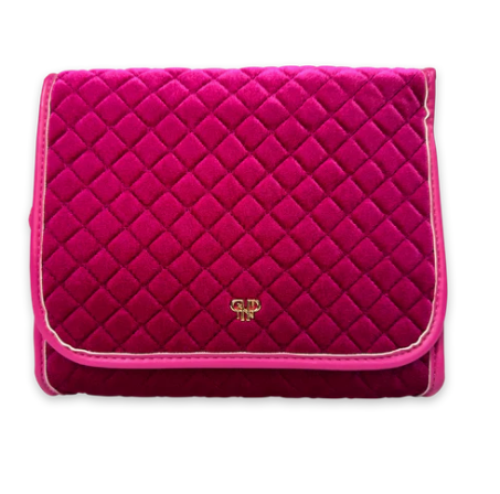 Travel Bag -  Classic Toiletry Case in Fuchsia Velvet