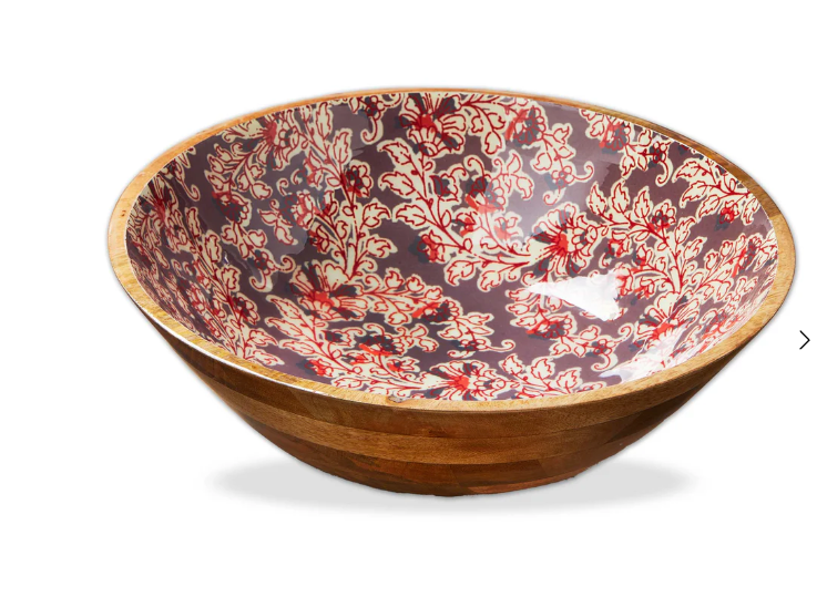 Bowl - Jasmine Wood & Enamel Serving Bowl